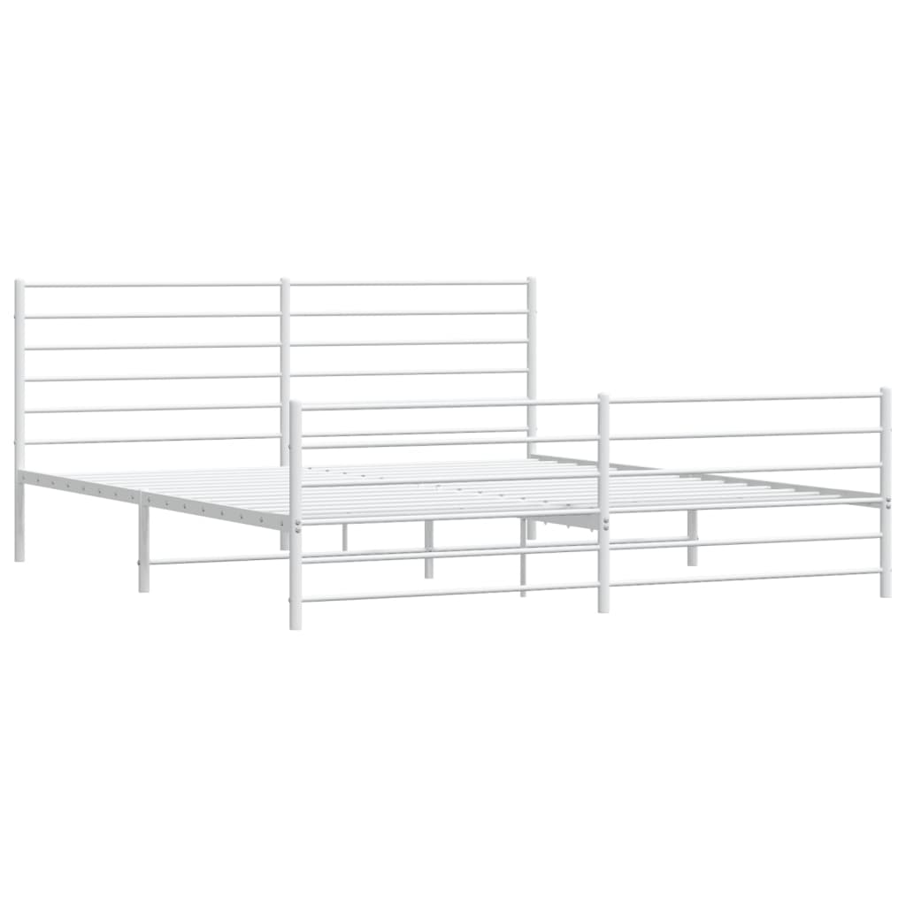 vidaXL Metal Bed Frame without Mattress with Footboard White 180x200cm