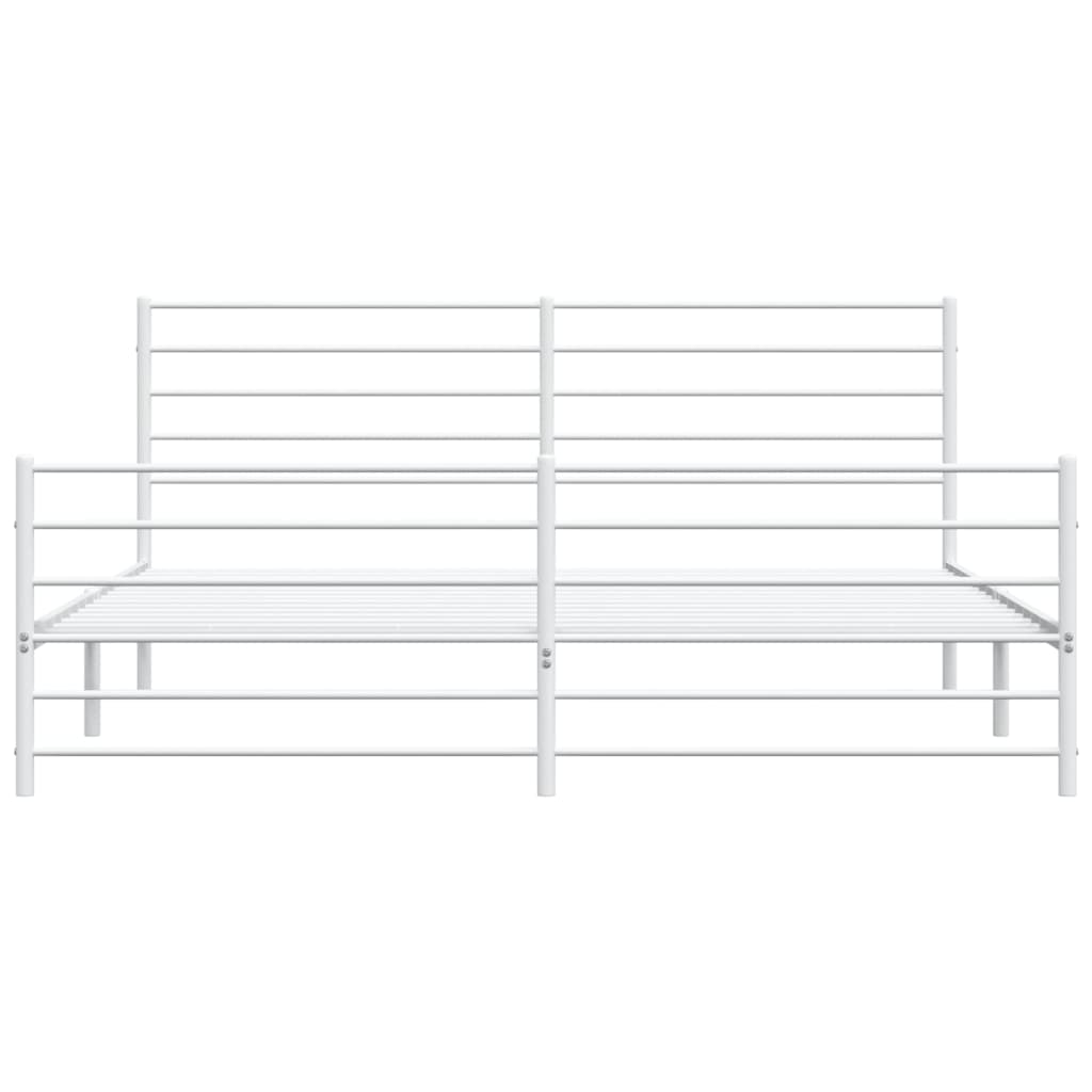 vidaXL Metal Bed Frame without Mattress with Footboard White 180x200cm