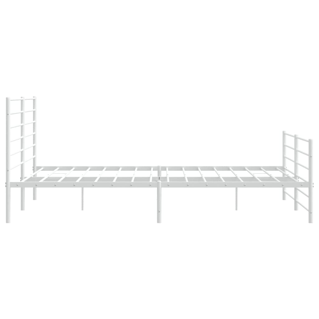 vidaXL Metal Bed Frame without Mattress with Footboard White 180x200cm