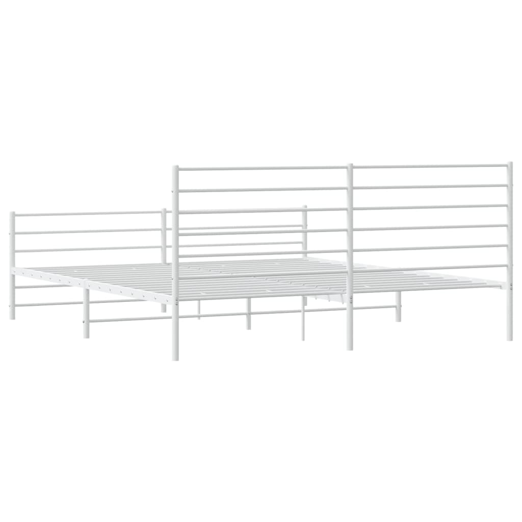 vidaXL Metal Bed Frame without Mattress with Footboard White 180x200cm