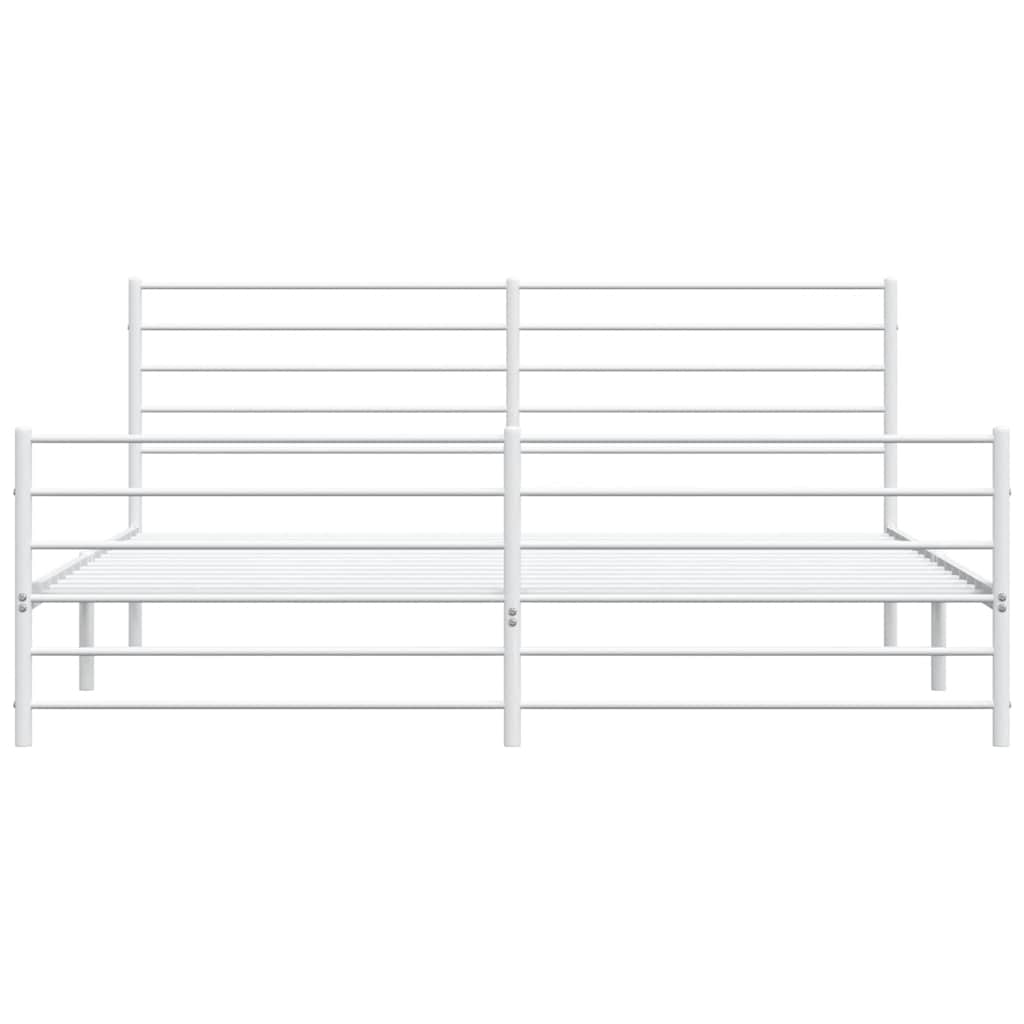 Metal Bed Frame without Mattress with Footboard White 183x213cm