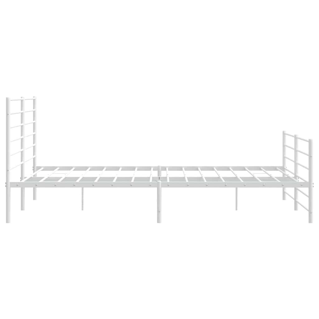Metal Bed Frame without Mattress with Footboard White 193x203cm