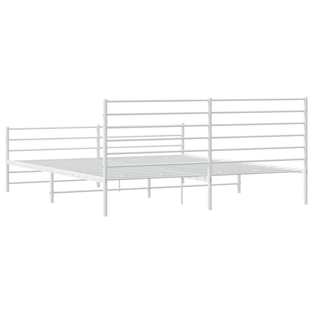 Metal Bed Frame without Mattress with Footboard White 193x203cm