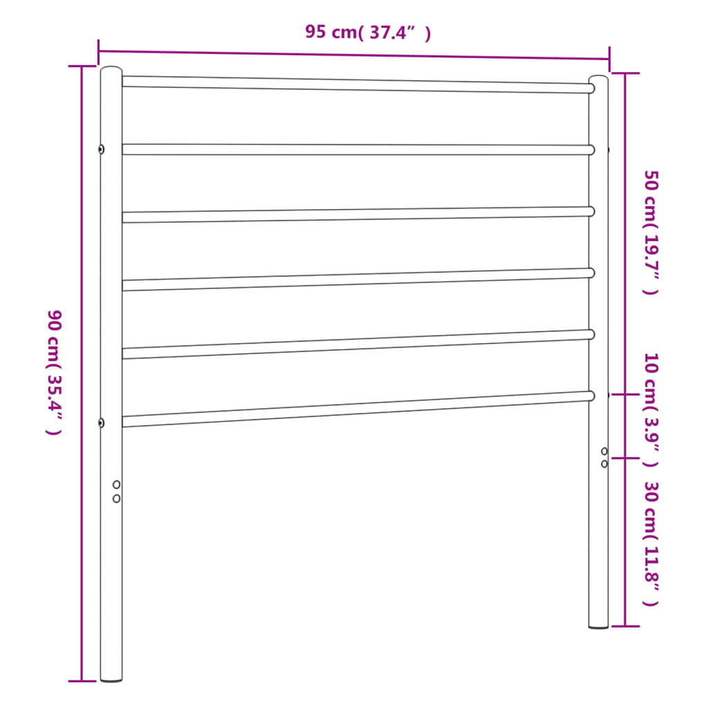 vidaXL Metal Headboard White 90 cm