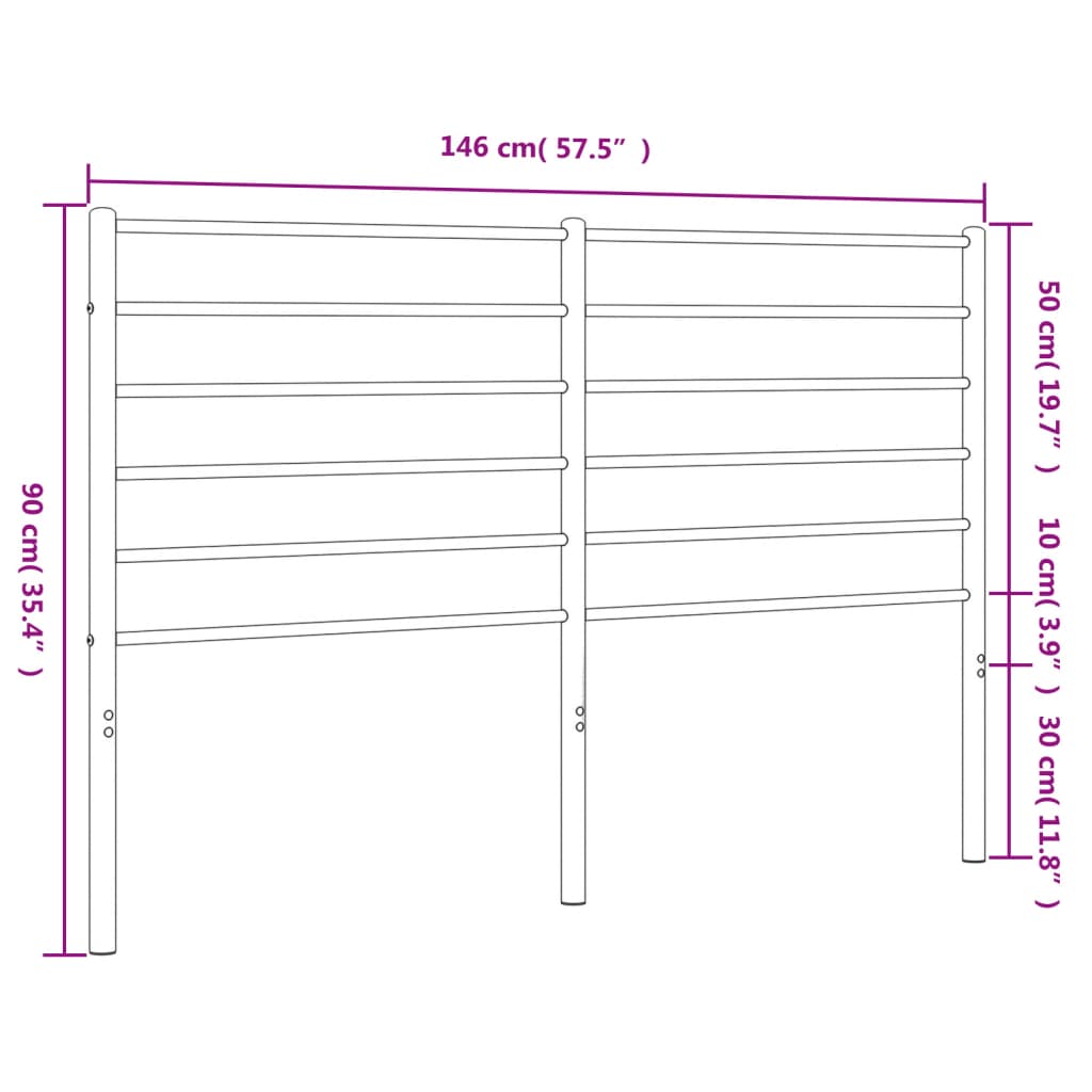 vidaXL Metal Headboard White 140 cm