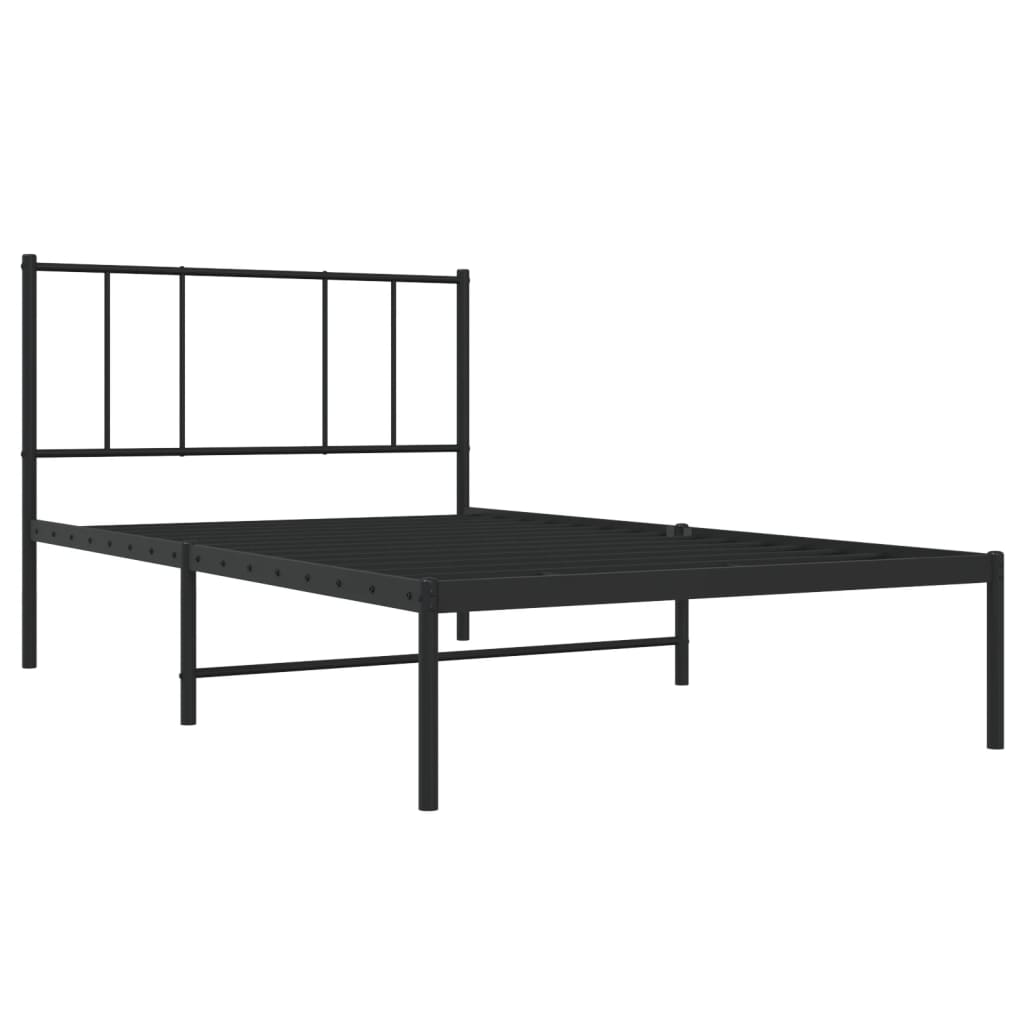 vidaXL Metal Bed Frame without Mattress with Headboard Black 90x200cm