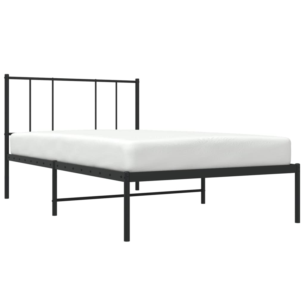 vidaXL Metal Bed Frame without Mattress with Headboard Black 90x200cm