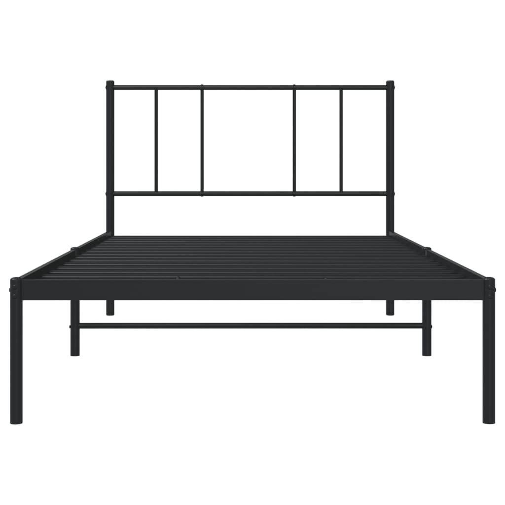 vidaXL Metal Bed Frame without Mattress with Headboard Black 90x200cm