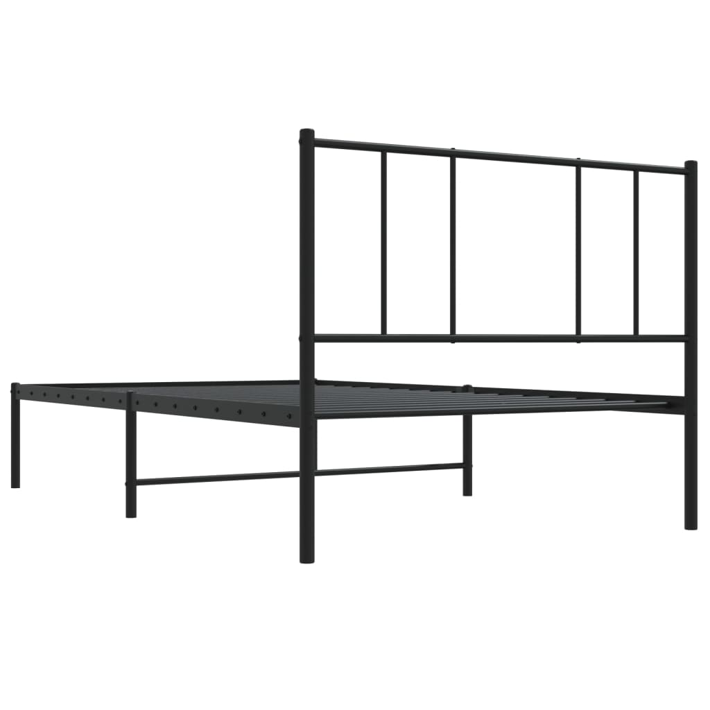 vidaXL Metal Bed Frame without Mattress with Headboard Black 90x200cm