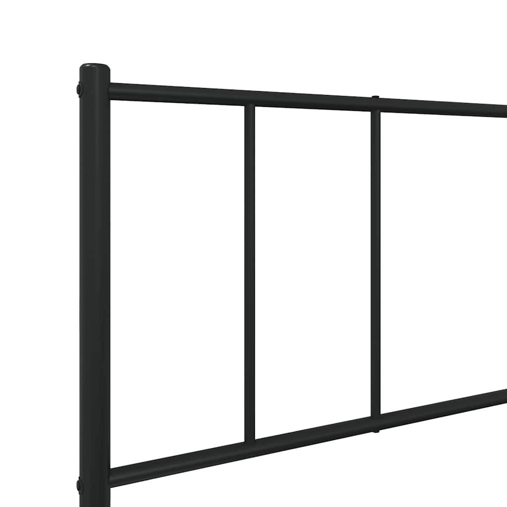 Metal Bed Frame without Mattress with Headboard Black 100x190cm