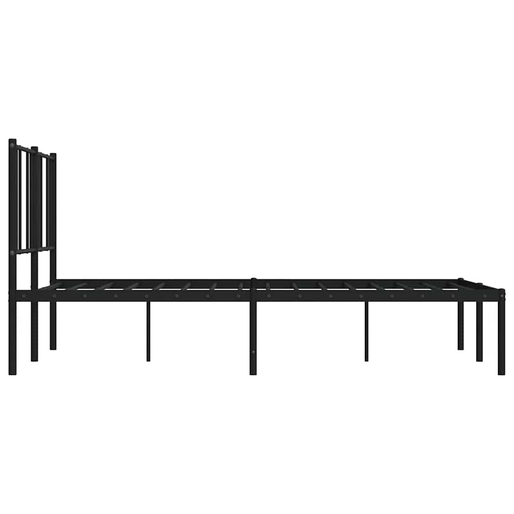Metal Bed Frame without Mattress with Headboard Black 150x200cm