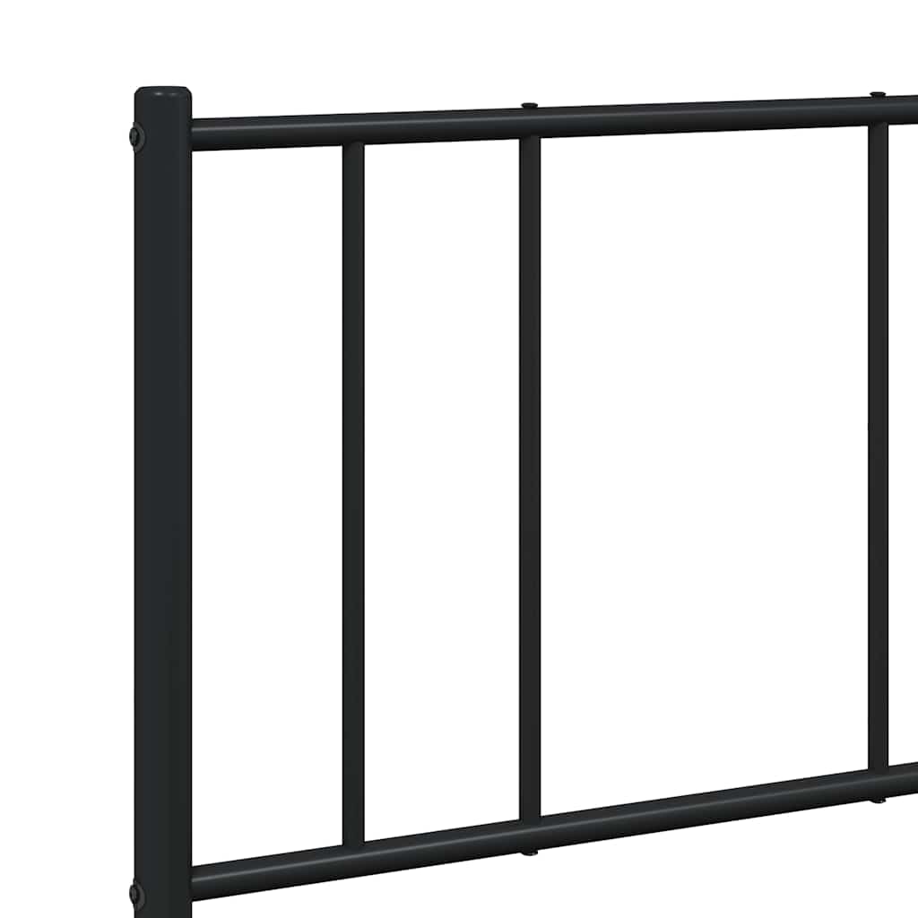 Metal Bed Frame without Mattress with Headboard Black 150x200cm