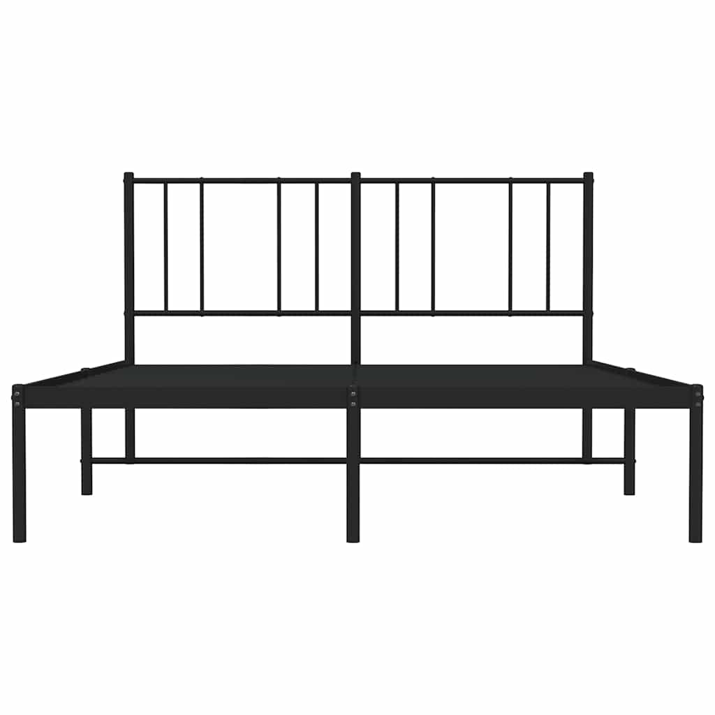 Metal Bed Frame without Mattress with Headboard Black 160x200cm