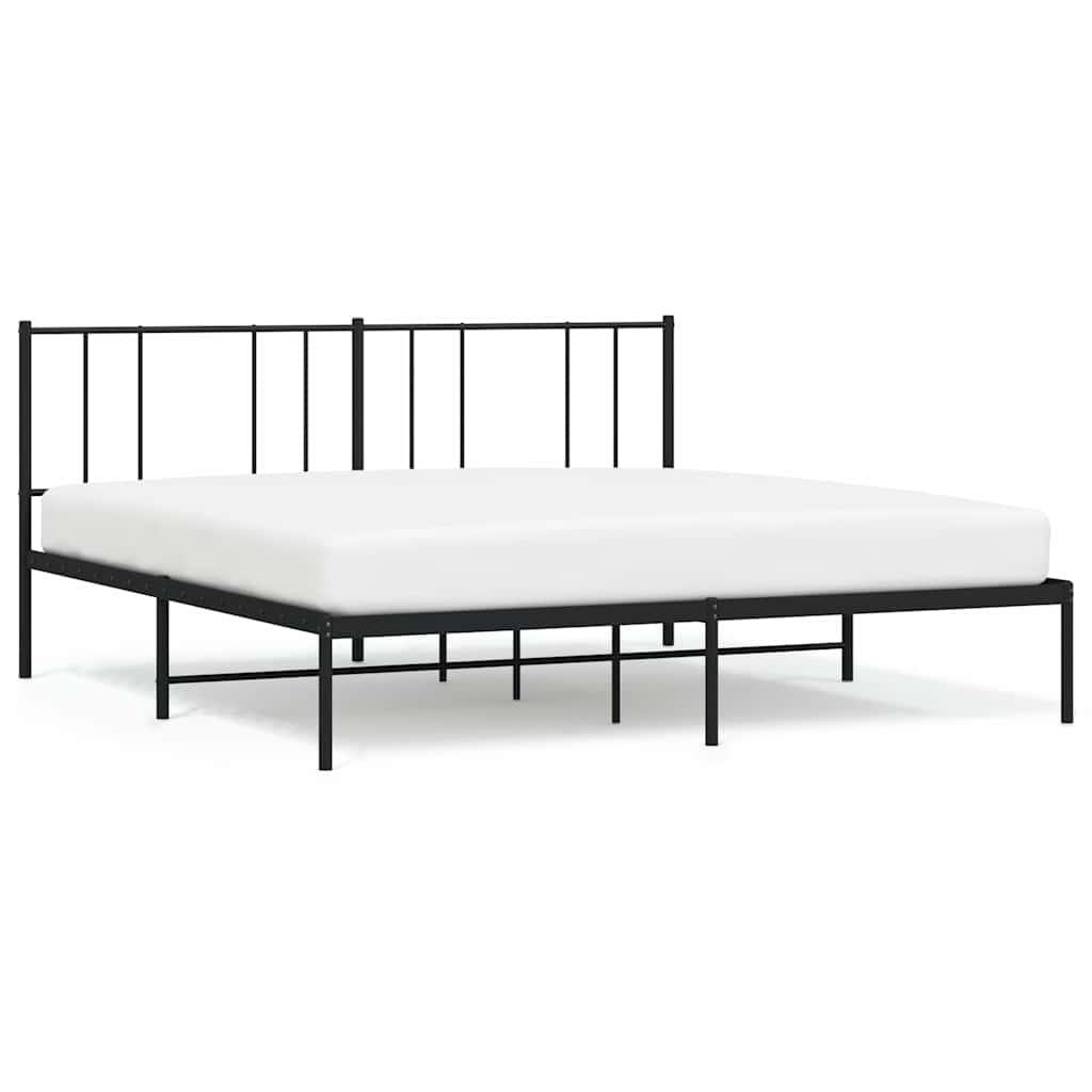 Metal Bed Frame without Mattress with Headboard Black 183x213cm