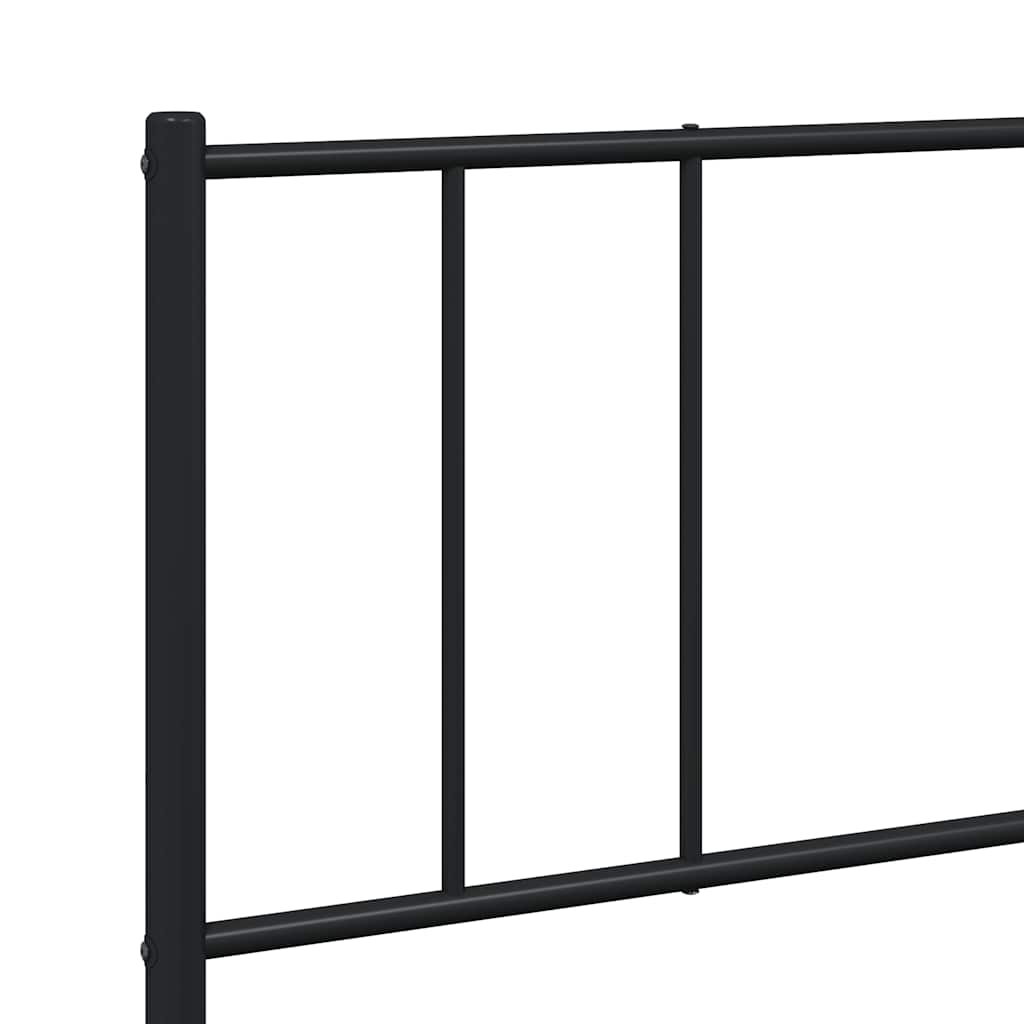 Metal Bed Frame without Mattress with Headboard Black 193x203cm