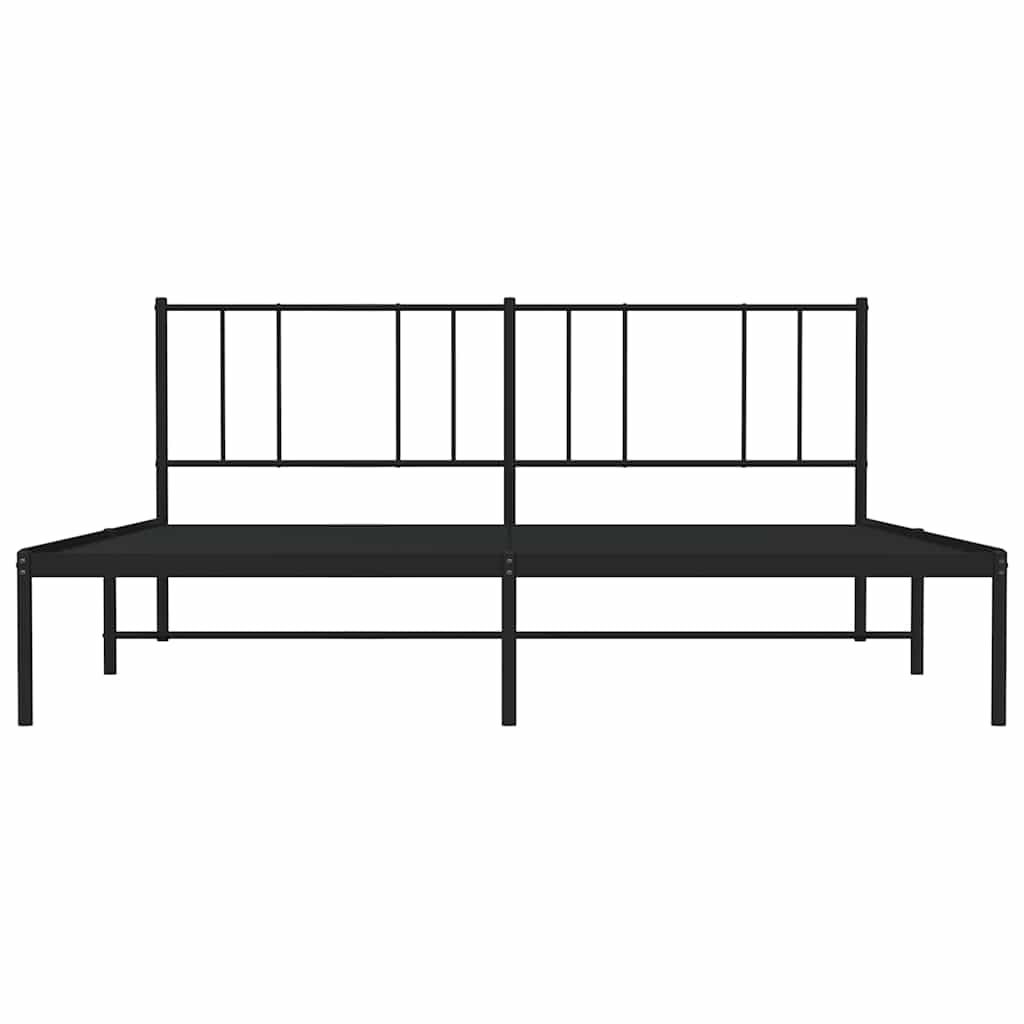 Metal Bed Frame without Mattress with Headboard Black 200x200cm