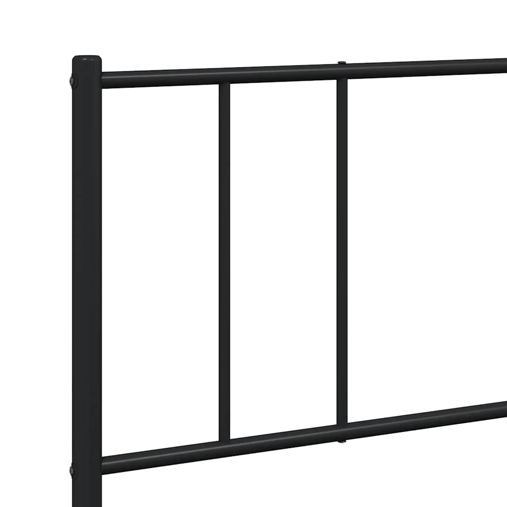 Metal Bed Frame without Mattress with Headboard Black 200x200cm