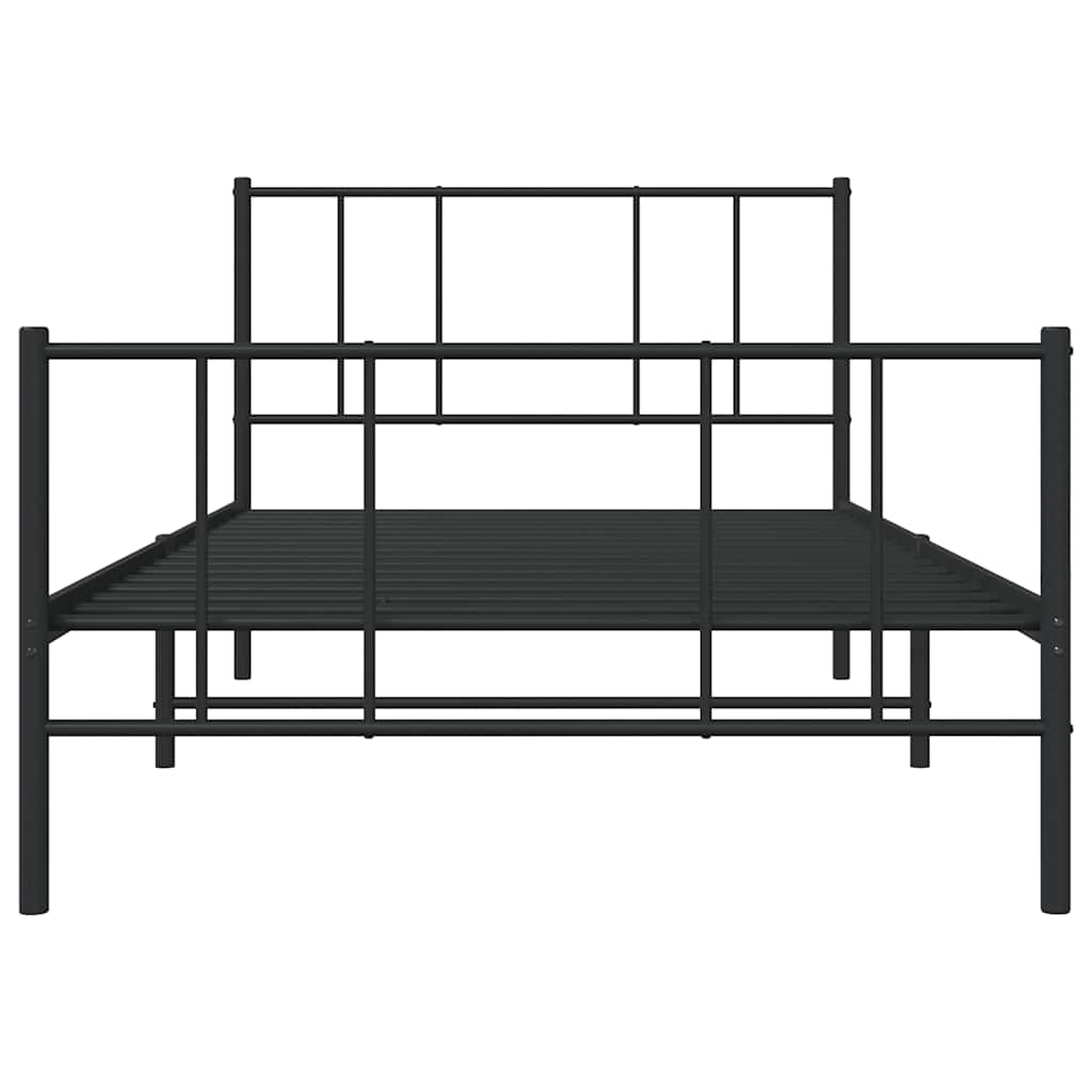 Metal Bed Frame without Mattress with Footboard Black 90x190cm