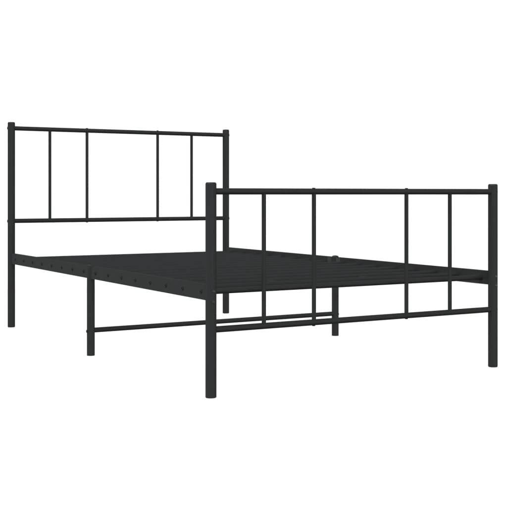 vidaXL Metal Bed Frame without Mattress with Footboard Black 90x200cm