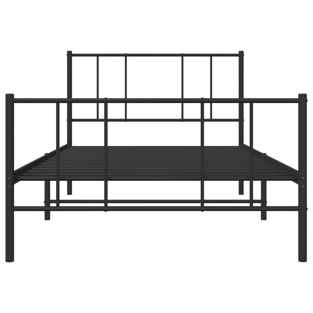 vidaXL Metal Bed Frame without Mattress with Footboard Black 90x200cm