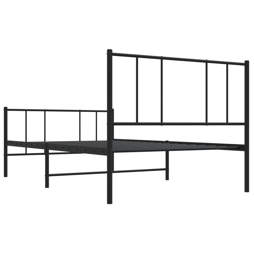 vidaXL Metal Bed Frame without Mattress with Footboard Black 90x200cm