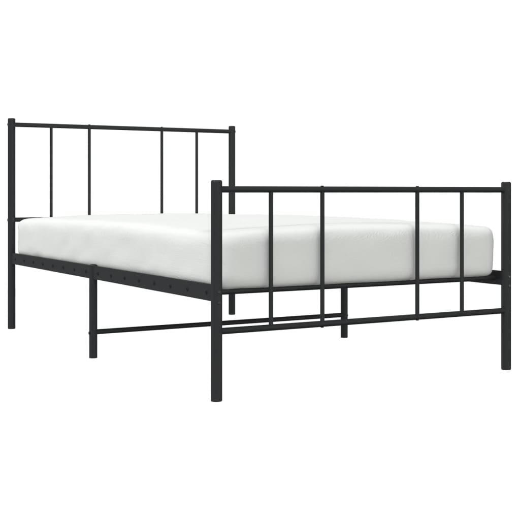 vidaXL Metal Bed Frame without Mattress with Footboard Black 100x190cm