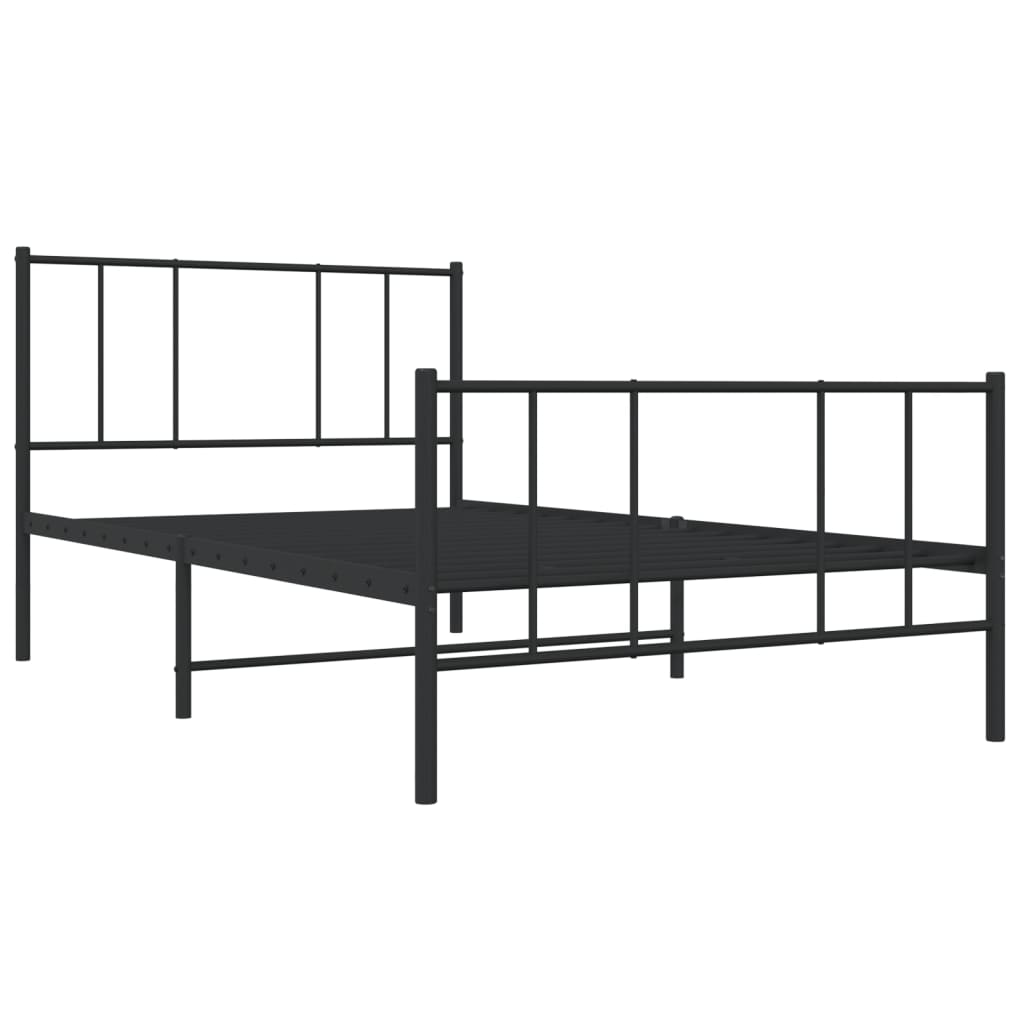 vidaXL Metal Bed Frame without Mattress with Footboard Black 100x190cm