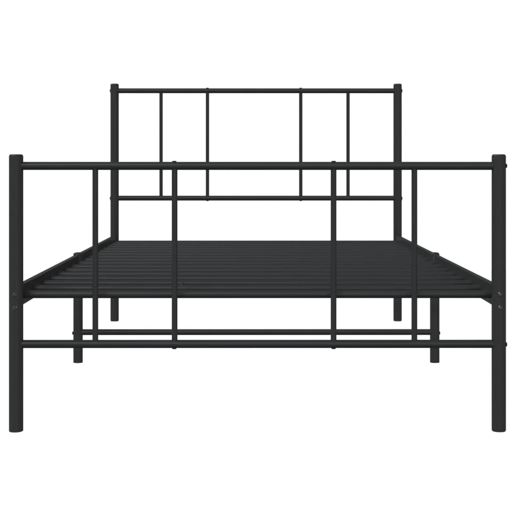 vidaXL Metal Bed Frame without Mattress with Footboard Black 100x190cm