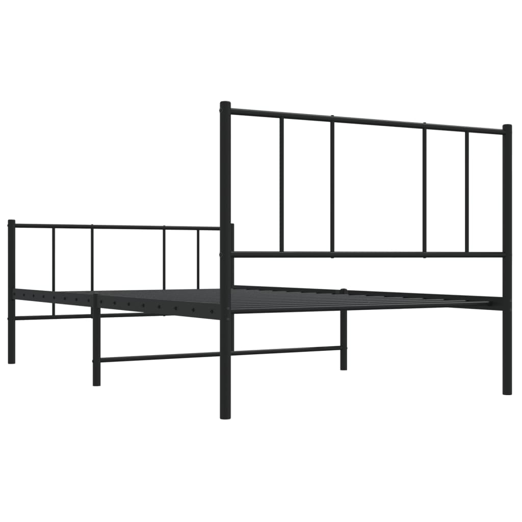 vidaXL Metal Bed Frame without Mattress with Footboard Black 100x190cm