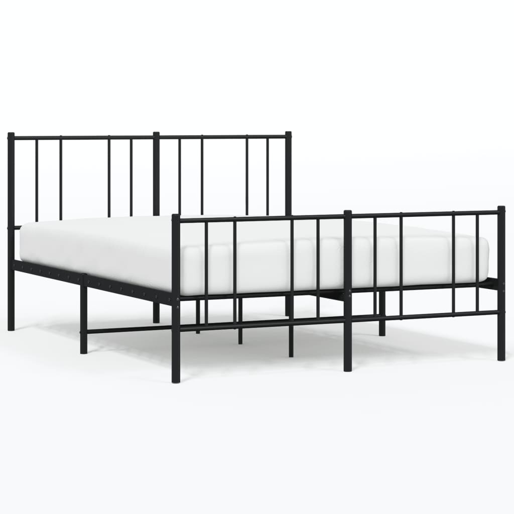 vidaXL Metal Bed Frame without Mattress with Footboard Black 120x190cm