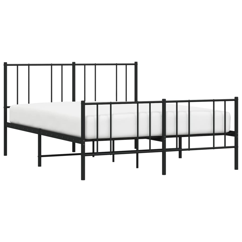 vidaXL Metal Bed Frame without Mattress with Footboard Black 120x190cm