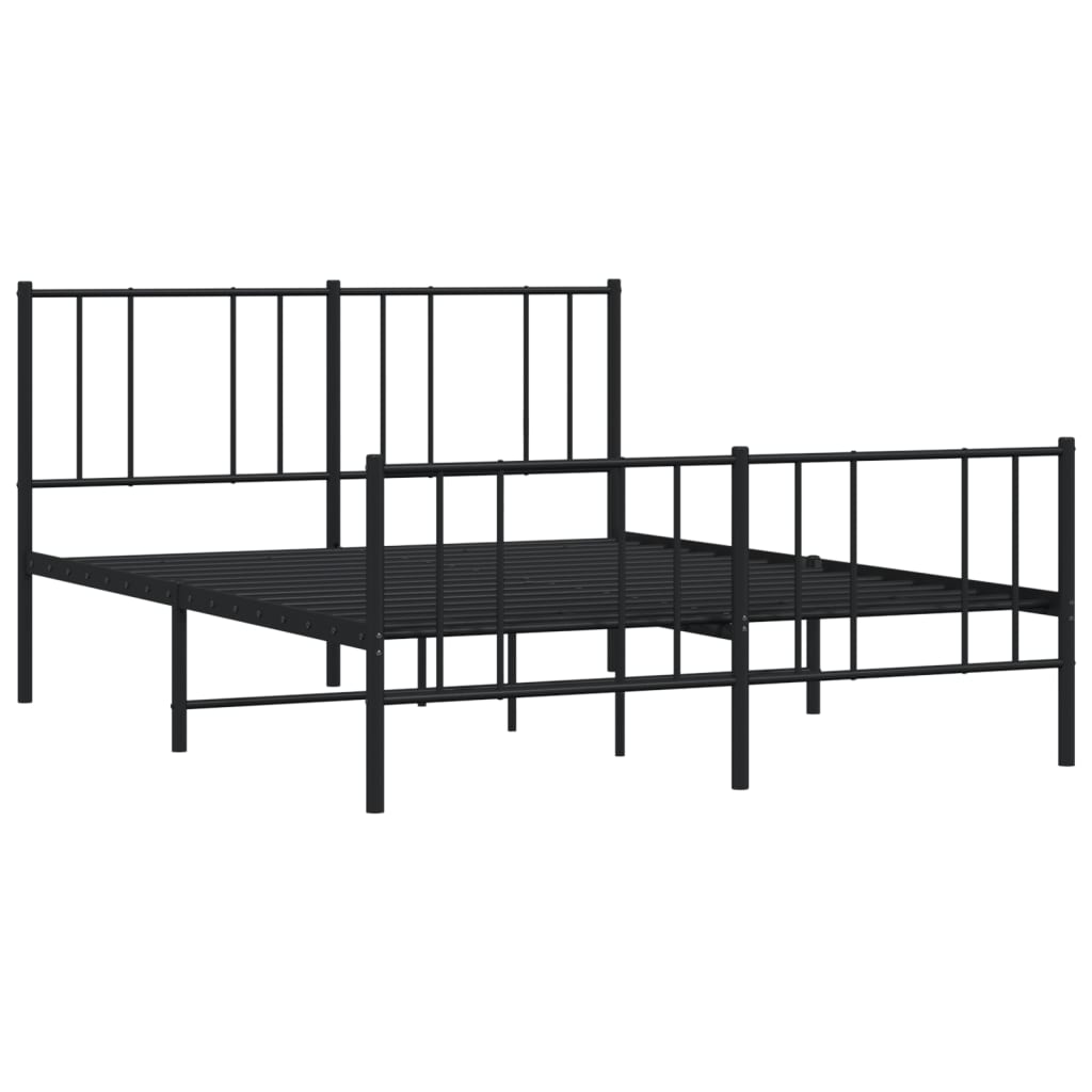 vidaXL Metal Bed Frame without Mattress with Footboard Black 120x190cm