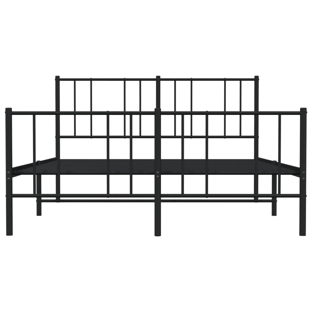 vidaXL Metal Bed Frame without Mattress with Footboard Black 120x190cm