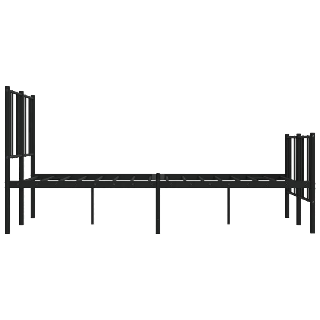 vidaXL Metal Bed Frame without Mattress with Footboard Black 120x190cm