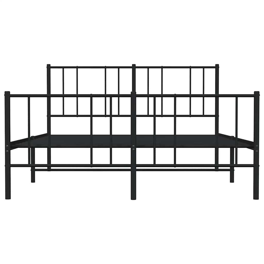 Metal Bed Frame without Mattress with Footboard Black 140x190cm