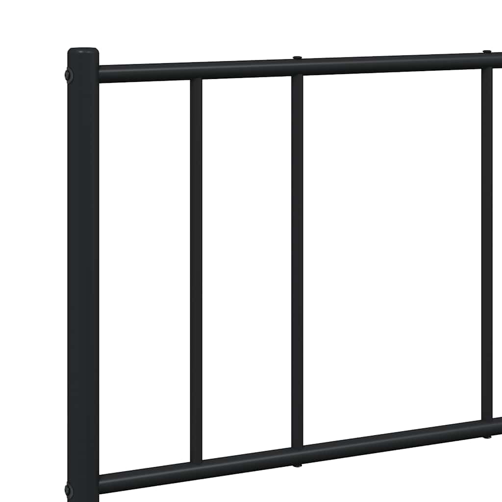 Metal Bed Frame without Mattress with Footboard Black 140x190cm