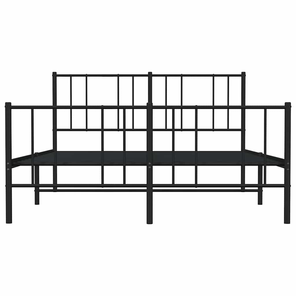 Metal Bed Frame without Mattress with Footboard Black 140x200cm