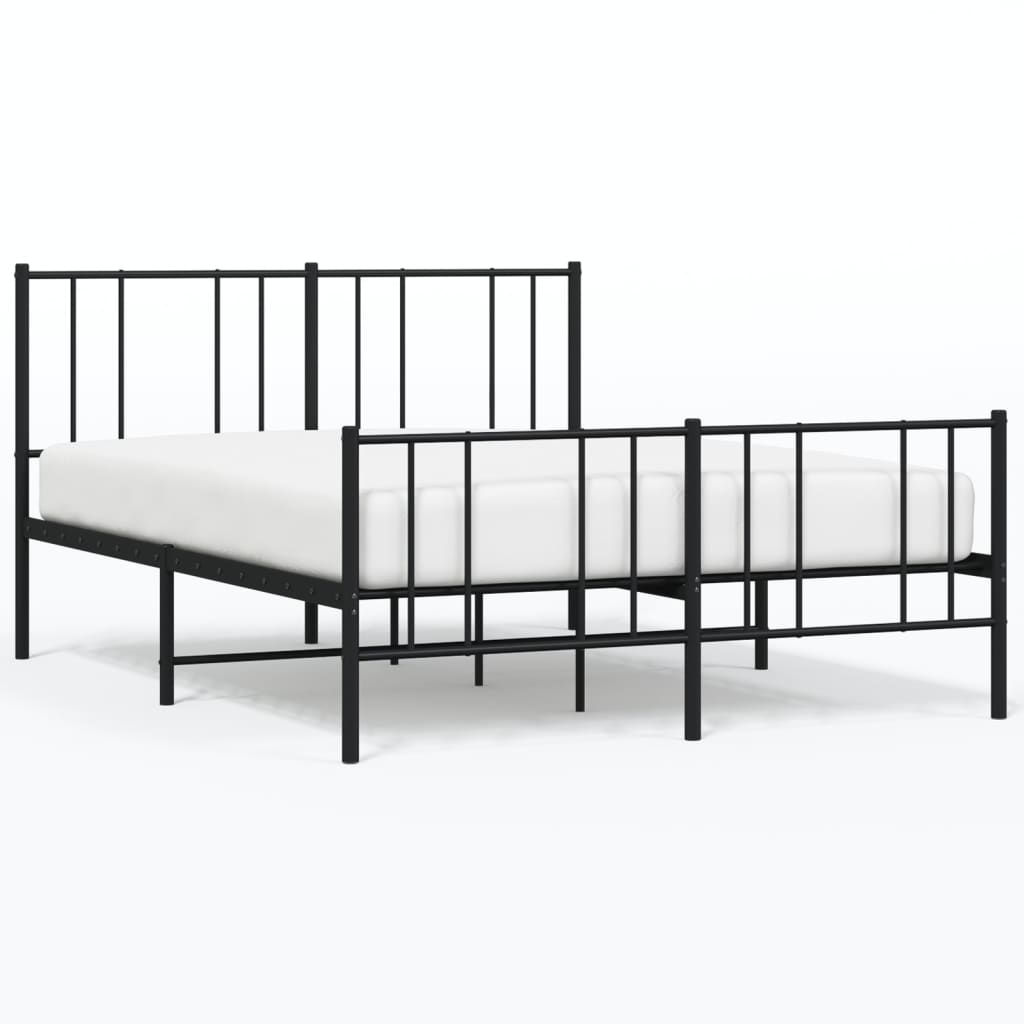 vidaXL Metal Bed Frame without Mattress with Footboard Black 160x200cm