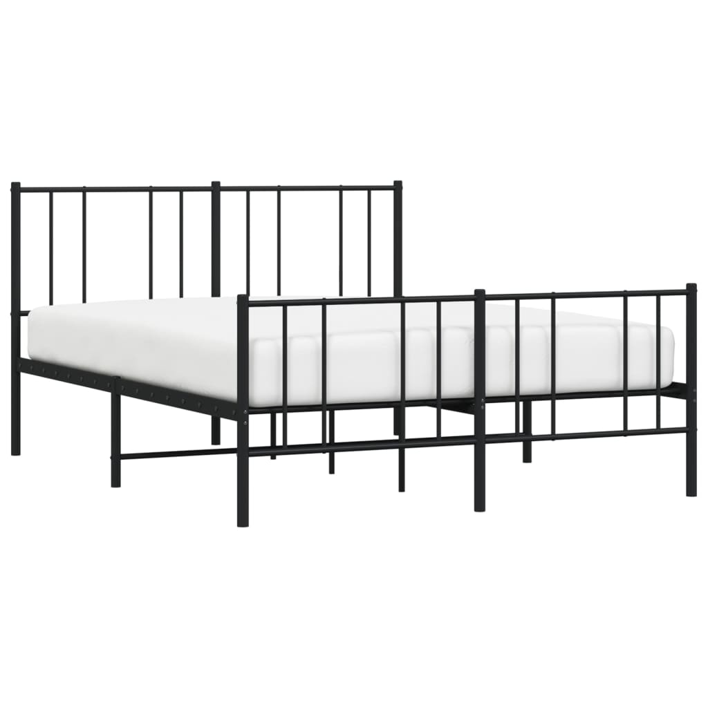 vidaXL Metal Bed Frame without Mattress with Footboard Black 160x200cm