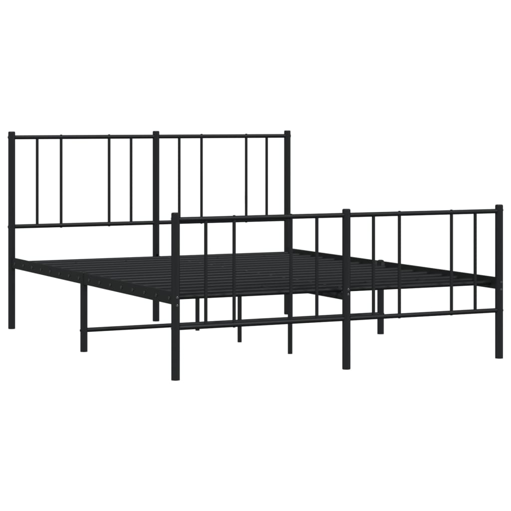 vidaXL Metal Bed Frame without Mattress with Footboard Black 160x200cm