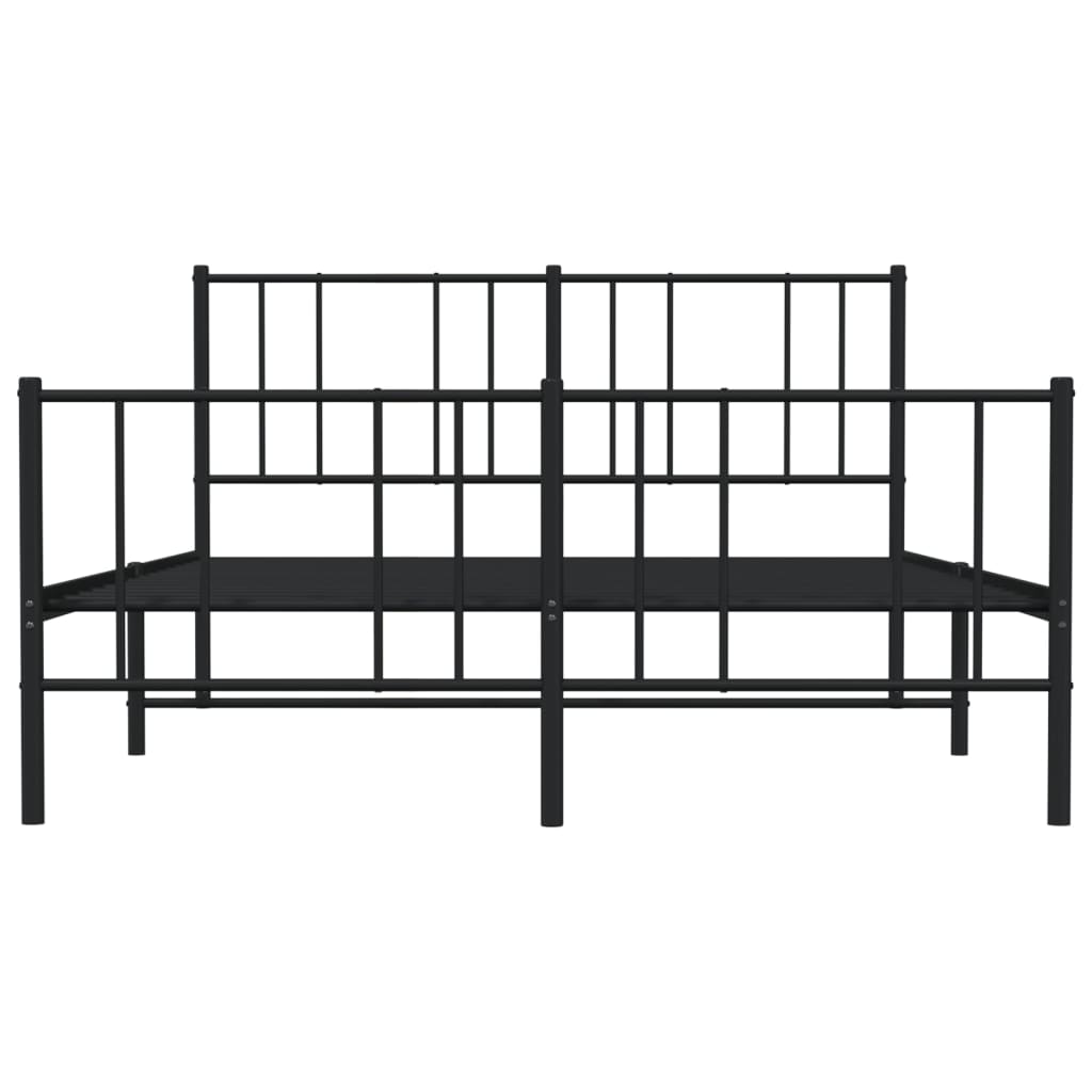 vidaXL Metal Bed Frame without Mattress with Footboard Black 160x200cm