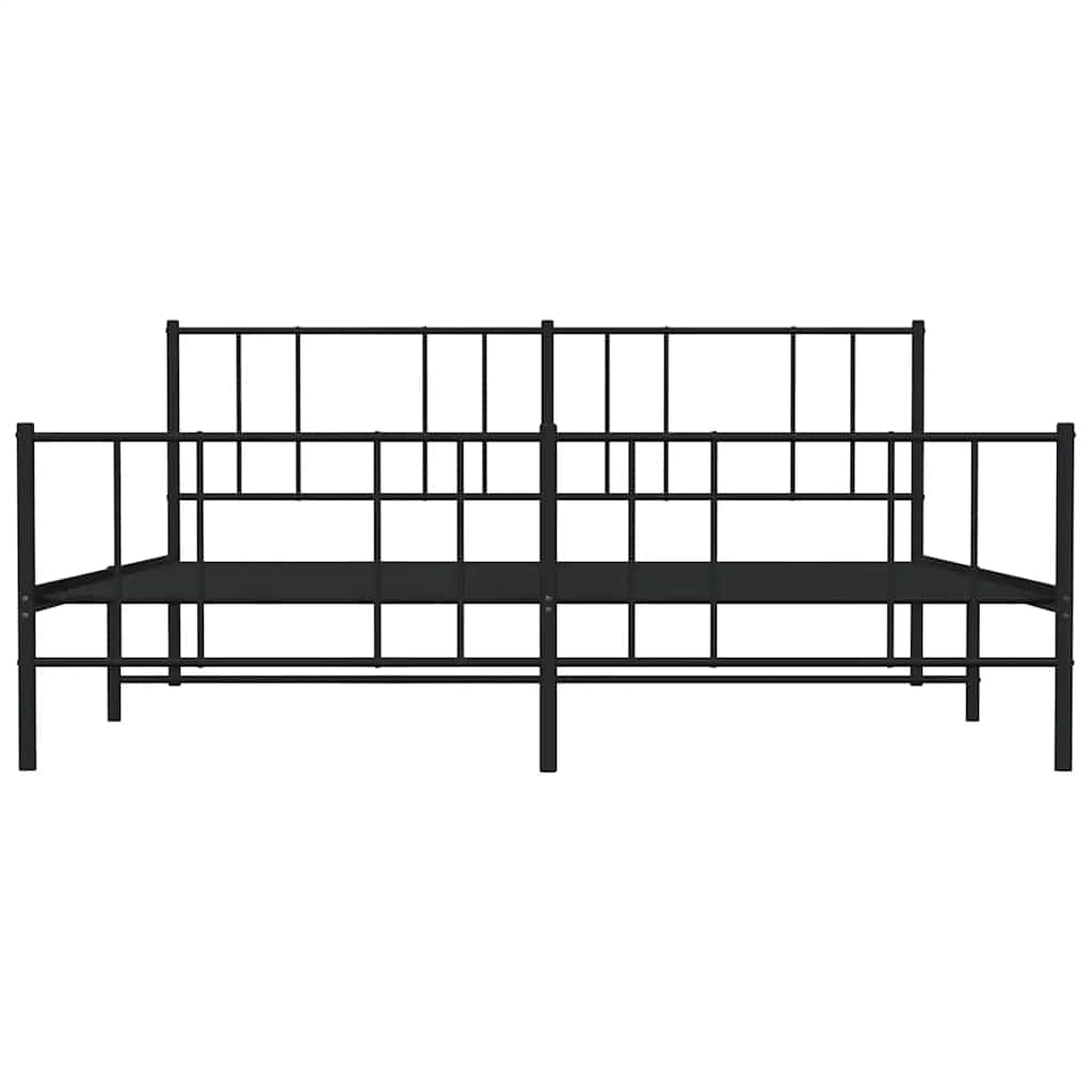 Metal Bed Frame without Mattress with Footboard Black 180x200cm