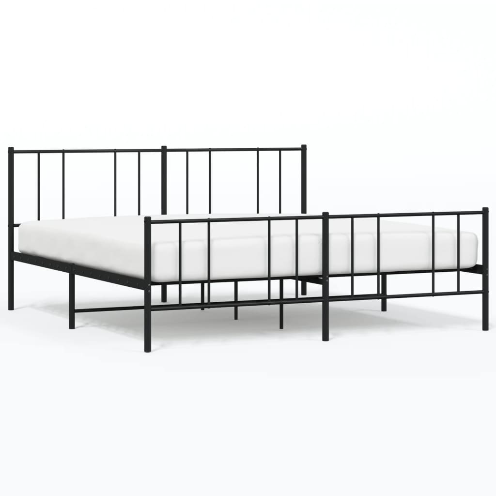 vidaXL Metal Bed Frame without Mattress with Footboard Black 193x203cm