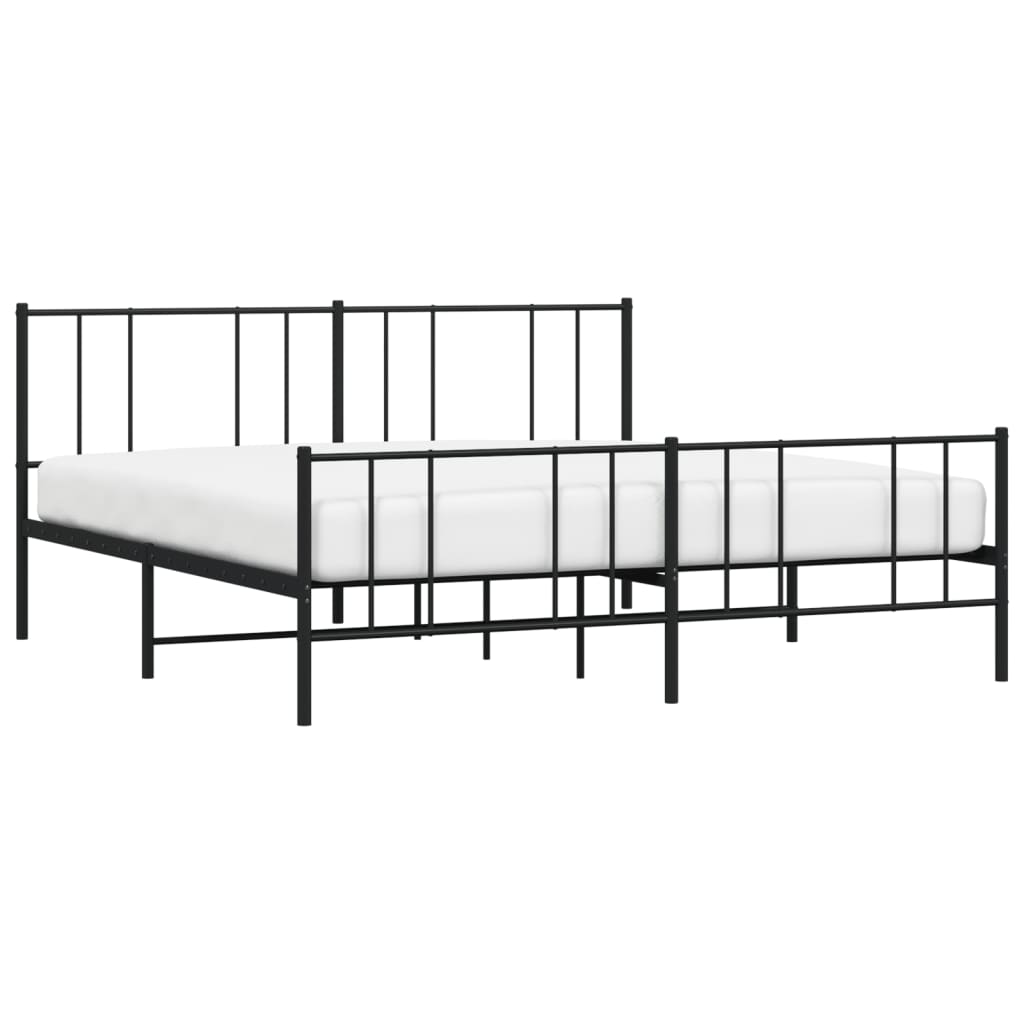 vidaXL Metal Bed Frame without Mattress with Footboard Black 193x203cm