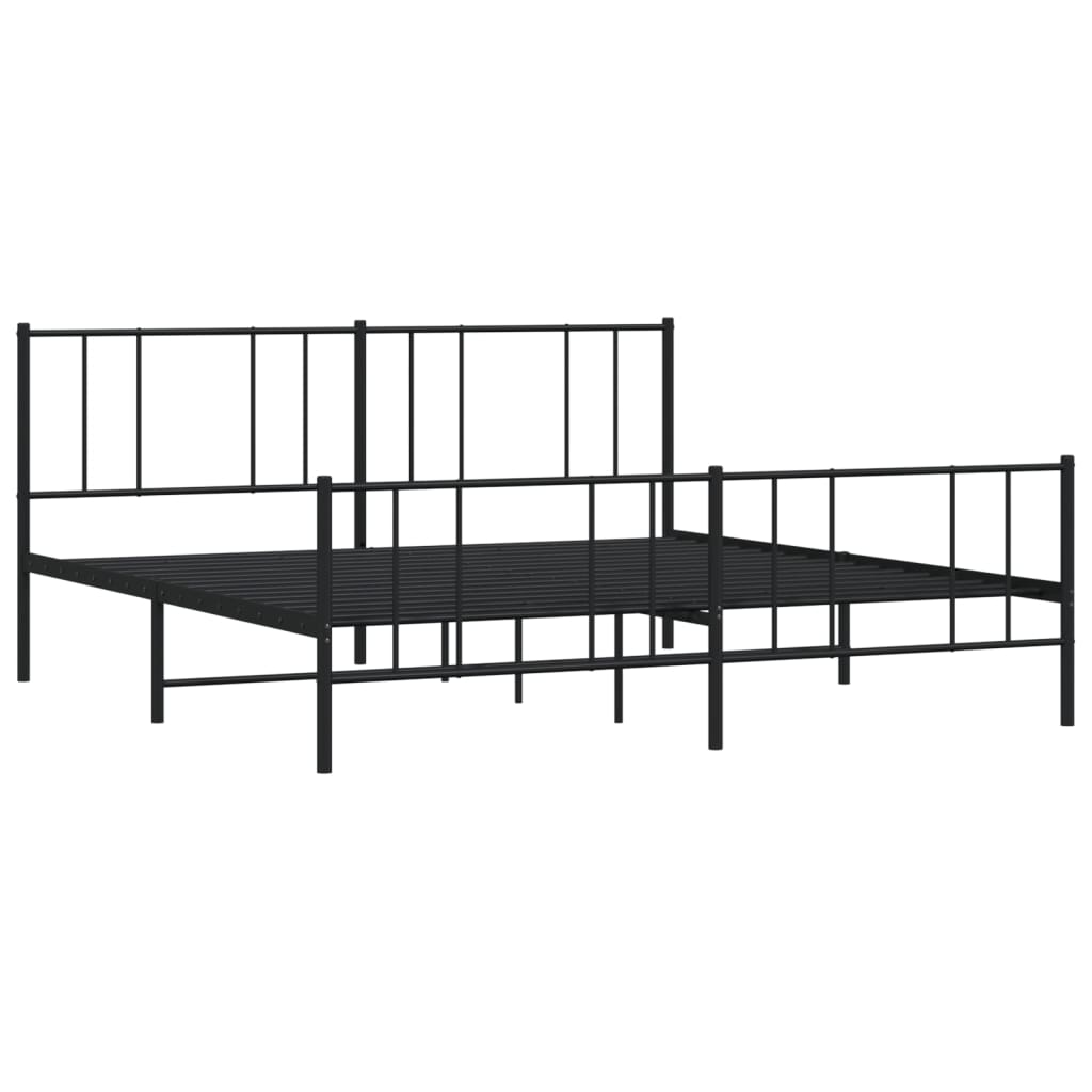 vidaXL Metal Bed Frame without Mattress with Footboard Black 193x203cm