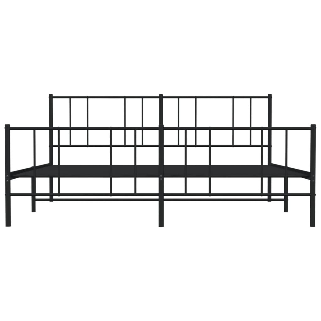 vidaXL Metal Bed Frame without Mattress with Footboard Black 193x203cm