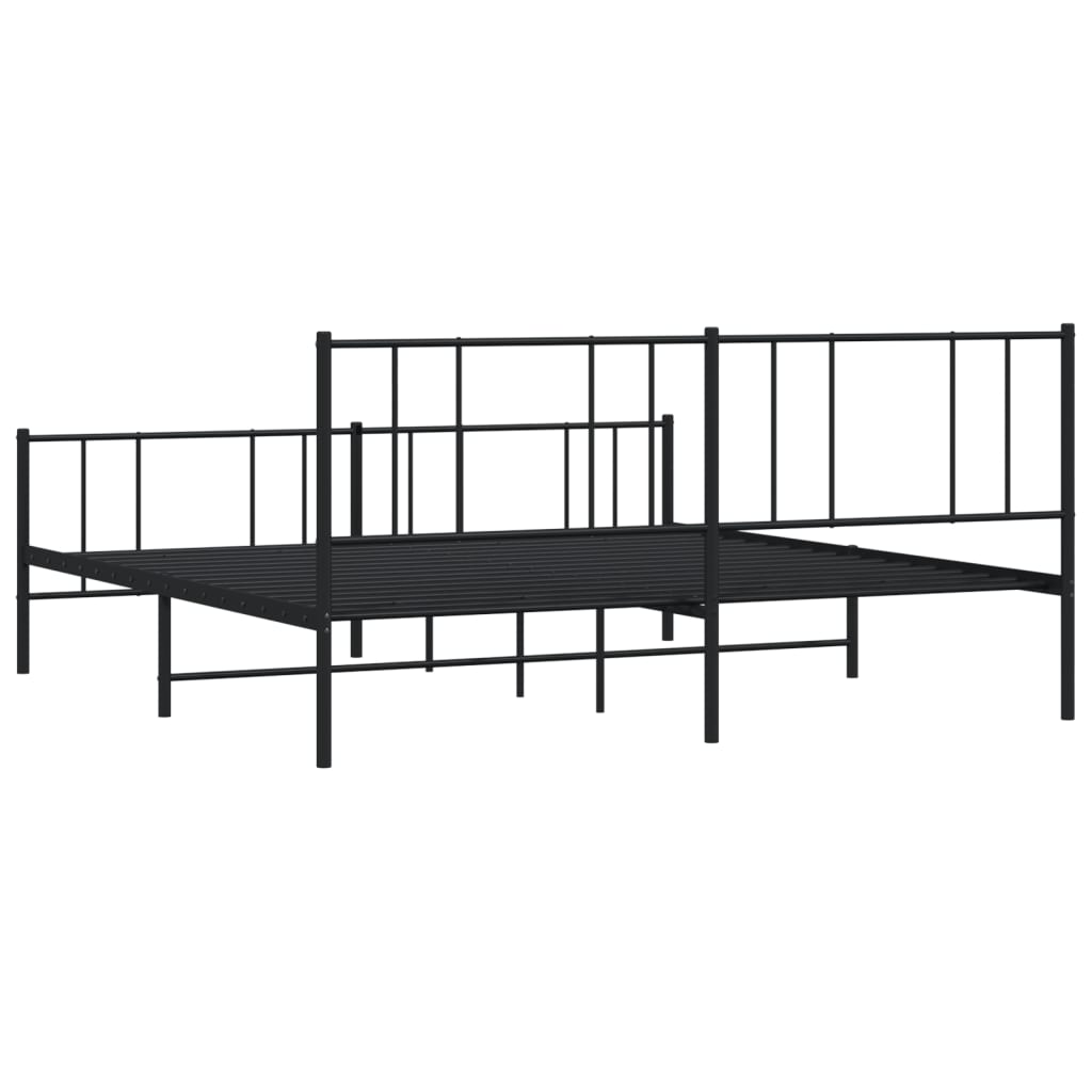 vidaXL Metal Bed Frame without Mattress with Footboard Black 193x203cm