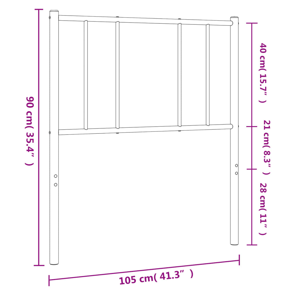 vidaXL Metal Headboard Black 100 cm