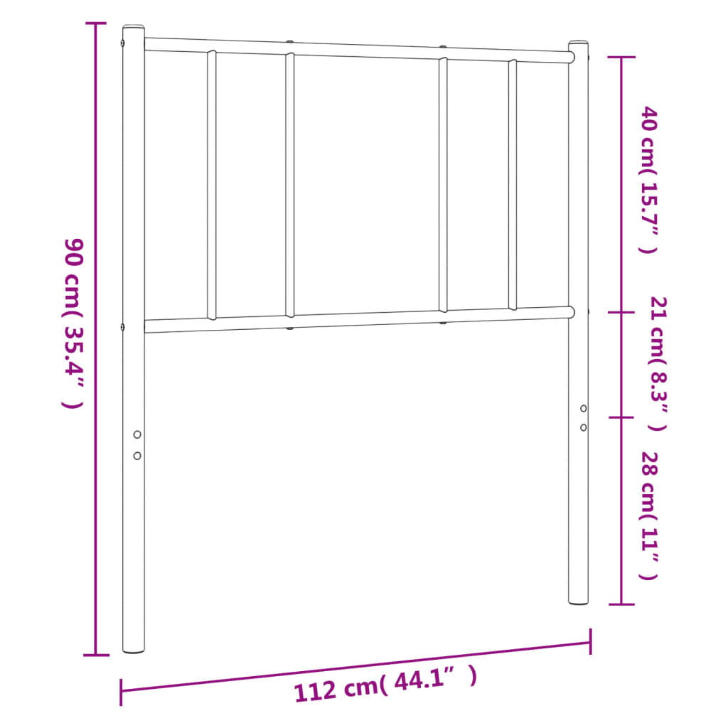 vidaXL Metal Headboard Black 107 cm