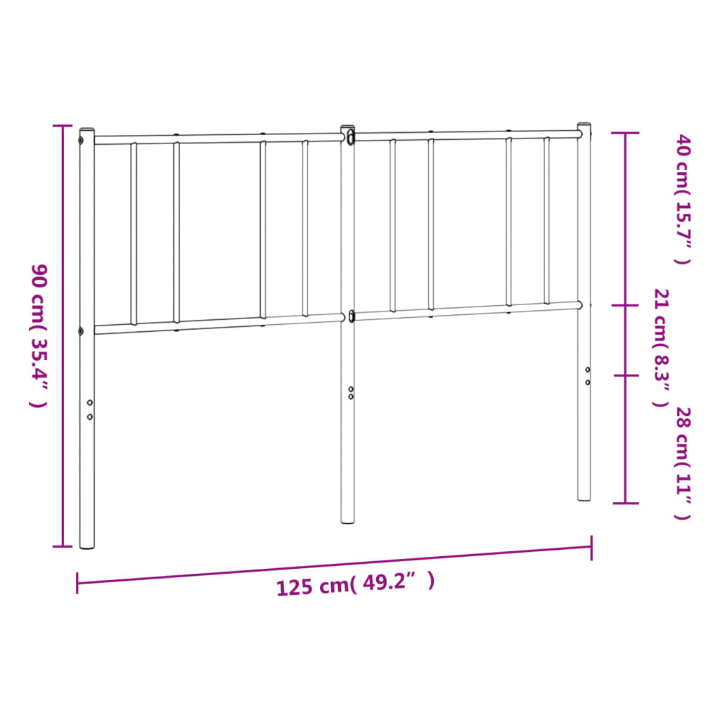 vidaXL Metal Headboard Black 120 cm